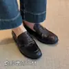 Mocassins femininos retrô, sem cadarço, com aumento interno de 6cm de altura, salto baixo, estilo britânico, bico redondo, sapatos pequenos