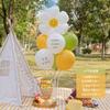 Globo de aluminio con diseño de margarita blanca estilo Ins para exteriores, ideal para el primer cumpleaños de un niño, con foto digital y diseño de girasol.