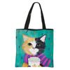 Bolsa de Tela de Gato de Dibujos Animados, Bolso de Hombro Grande de Poliéster Estampado para Mujer, Bolsa de Compras de Doble Capa para Salidas, Bolso Cruzado Versátil
