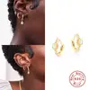 Pendientes Simples de Plata de Ley S925 Ópalo Ópalo Diamante Populares Elegantes Elegantes Pendientes de Uso para Mujeres