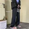 Jeans de Hombre de Calle Otoño Sueltos Rectos de Pierna Ancha Modernos Versátiles Americanos Retro Cintura Elástica Casuales Pantalones Largos