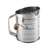 Venta Caliente Transfronteriza Tamiz de Harina Manual de Acero Inoxidable Doble Tamiz Súper Fino para Azúcar Malla Filtrante Tamiz Taza de Harina Multifunción