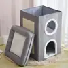 Nido de Gato de Tres Capas, Cálido en Invierno, Adecuado para Todas las Estaciones, Cerrado, Estructura Plegable para Trepar Gatos, Rascador para Gatos, Villa Integrada para Gatos