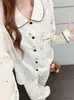 Pijama novo estilo gola boneca para mulheres, primavera e outono, algodão nuvem, manga longa, desenho animado fofo, adequado para estudantes, pode ser usado fora de casa, conjunto para casa