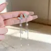 Brincos de Argola com Borboleta e Franja em Prata S925, Brincos de Nicho Versáteis de Alta Qualidade para Mulheres, Estilo Longo, Acessórios de Orelha Simples e Doces