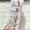 Presilha de Cabelo Oval de Acetato Colorida com Strass de Morango Pequeno Estilo Coreano, Presilha Lateral Tendência para Meninas