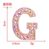 Cor AB rosa 5cm hot drilling letra pasta 26 alfanuméricos bordado tecido pasta DIY acessórios de vestuário decoração
