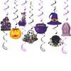 Banderas de Decoración de Bruja para Fiesta de Halloween Transfronteriza, Banderines para Atmósfera de Bar Espeluznante, Decoraciones Colgantes Espirales