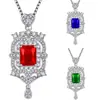 Plaza de Transmisiones en Vivo Yihua Collar de Diamante Imitación Rojo Natural Diamante de Imitación Diamante de Colores Incrustado Collar con Colgante de Diamante de Colores
