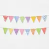 Banderines triangulares coloridos para fiesta de cumpleaños de bebé, pancartas de decoración para jardín de infantes, banderines triangulares de colores, en stock del fabricante