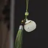 Cadena para Teléfono Móvil de Sándalo Verde Tallado de Loto Colgante de Aromaterapia Llavero Expansor de Bolsa Luminoso Colgante de Bolsa Joyería