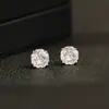 Nuevos Pendientes Sencillos y Exquisitos de Piedra Única Corte Rosa con Agujas de Plata Chapada en Oro, Pendientes de Botón Versátiles Bicolor para Mujer