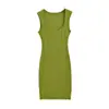 Vestido ajustado de tirantes sin mangas con escote cuadrado puramente seductor, ceñido a la cintura, falda corta, nuevo vestido tipo tank top de color sólido ajustado para el verano para mujer