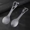Mesa Multifuncional de Acero Inoxidable para Exteriores Tenedor Cuchara Integrados Vajilla Portátil para Camping Abrebotellas Abrelatas con Hebilla