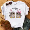 Estampa de Coruja Fofa Fornecimento de Exportação Aliexpress Amazon Ebay Camiseta Estampada Roupas de Manga Curta Feminina