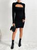 Ropa Europea y Americana Transfronteriza para Mujer 2026 Otoño e Invierno Nuevo Ajustado Ceñido al Cuerpo de Punto Manga Larga Minifalda Vestido Sexy con Aberturas