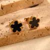 Nuevos Pendientes de Acero de Titanio de Trébol de Cuatro Hojas que No se Desvanecen, Pendientes de Trébol de Lujo Ligero, Venta al por Mayor de Fábrica, Exquisito Diseño de Flor 2025