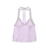 Venta al por mayor Verano 2026 Nuevo Estilo Europeo y Americano Ropa para Mujer Lunares Encaje Satén de Seda Cuello Halter Camisola Pequeña 26218