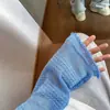 Camiseta Casual de Manga Larga Estilo Perezoso de Primavera y Otoño para Hombre, Delgada, Holgada, Jacquard, Protector Solar, Malla Azul, Estilo Americano