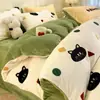 Juego de Cuatro Piezas de Terciopelo de Leche de Invierno Engrosado y Encriptado Juego de Tres Piezas para Dormitorio Calidad Madre e Hijo Sábana de Terciopelo de Leche Funda Nórdica Juego de Terciopelo