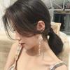 Brincos de agulha de prata S925 com borla de concha de luxo leve Coreia do Sul elegantes longos super fada populares online TikTok live earrings