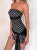 Nuevo producto transfronterizo: Moda primavera/verano estilo europeo y americano, simple y sexy, elegante vestido sin tirantes con cintas y minifalda ajustada al cuerpo