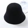 Gorra de Punto de Lana para Mujer Otoño e Invierno Versátil Gorro de Pescador para Mujer Estilo Japonés Estilo Coreano Gorro de Lana de Moda Gorro de Cubo Liso Gorro de Cubeta