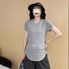 Playera de Maternidad Verano Manga Corta Top Moda Adelgazante Look Suelto Cubre Vientre No Muestra Embarazo Playera Adelgazante Look Camiseta Interior Algodón