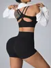 Conjunto Transfronteiriço Novo Sutiã Sem Costura com Bojos Alças Finas Costas nadador Shorts de Cintura Alta Levanta Bumbum Roupa de Fitness Yoga