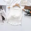 Venta al por mayor de chaleco de cola de golondrina de estilo nuevo para primavera y verano con almohadillas para sujetador y copa incorporadas, top corto para mujer