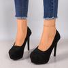 Zapatos de Tacón Alto Negros de Tacón Alto para Mujer, Zapatos Planos de Talla Grande, Nueva Moda Europea y Americana Primavera y Otoño 2025, Tacón de Aguja de Boca Baja, Zapatos de Tacón Alto para Banquete