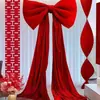 Gran Adorno Colgante de Lazo de Terciopelo Rojo para Sala de Estar, Fondo de Árbol de Navidad, Textura de Alta Gama, Mejora Instantáneamente la Atmósfera