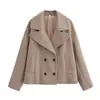 Moda transfronteriza europea y americana para mujer AliExpress abrigo corto casual de mezcla de lana de gran venta