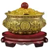 Ornamento Tigela de Tesouro de Cobre com Orelhas de Leão de Cobre Puro para Atrair Riqueza, Entrada da Sala de Estar Oito Morcegos Atraindo Riqueza Pote de Arroz de Latão para Economizar Dinheiro