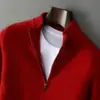 Camiseta Base de Lana para Hombre, Nueva de Otoño e Invierno, Espesa, Cuello Alto Medio, Media Cremallera, Suéter Grueso Cálido, Holgado, Casual de Negocios