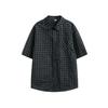 Ru Meng Camisa de Manga Curta Xadrez Colorido Contrastante Estilo Americano Retro Sucker Short Sleeve Shirt Jaqueta Casual de Verão para Casal Preguiçoso