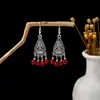 Pendientes Bohemios Azules de Turquesa Estilo Étnico Europeos y Americanos, Pendientes de Borla de Metal Plateado Imitación, Joyería de Borla Vintage para Orejas al por Mayor