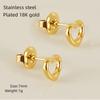 Brincos Mini de Aço Titânio Estilo Ins Europeu e Americano, Brincos Elegantes em Formato de Coração, Brincos Irregulares de Aço Inoxidável 18K para Mulheres