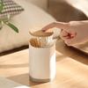 Portavasos de Palillos de Dientes Estilo Japonés con Tapa de Madera, Caja de Almacenamiento de Palillos de Dientes para Restaurante, Portavasos de Palillos de Dientes Automático Tipo Presión Pop-Up Creativo y Personalizado para el Hogar