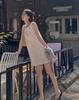 Vestido Branco Sem Mangas de Linho para Mulheres, Verão, Caimento Solto, Emagrecedor, Algodão-Linho, Rejuvenescedor, Vestido Regata de Corte Reto
