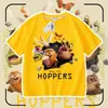 2026 Novo Plano de Transformação do Castor Camiseta Infantil de Algodão Puro Manga Curta Verão Desenho Animado Tendência Top para Meninos e Meninas