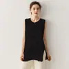 Estilo Perezoso Simple Conjunto de Dos Piezas Cardigan de Punto de Cachemir de Manga Larga para Mujer con Chaleco de Punto sin Mangas Top Holgado
