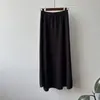 Falda midi de punto minimalista estilo coreano para mujer, nueva colección otoño/invierno 2026, de cintura alta, adelgazante, corte holgado, falda línea A suave y cómoda con dobladillo acampanado