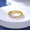 Anillo de Plata 925 Chapado en Oro Amarillo Rosa Multicolor para Mujer Anillo Completo Simple con Garras con un Solo Diamante de 20 Puntos Anillo de Oro de 18K Joyería