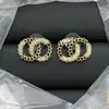 Aretes de Letras Doble C Estilo Chanel, Aretes de Diseño Nicho, Versión de Alta Gama Aretes Chanel, Aguja de Plata