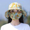 Chapéu Máscara de Proteção Solar Integrado Chapéu de Sol Feminino Anti-UV à Prova de Vento 2025 Novo Chapéu de Sol de Verão para Exterior