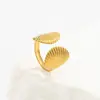 Accesorios de Moda Transfronterizos Europeos y Americanos, Anillo Abierto de Mariposa de Oro de 18 Quilates, Anillo Hueco de Acero Inoxidable de Estrella de Mar para Vacaciones