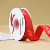 Fita 2,5cm*30 Jardas com Letras em Inglês, Estampagem Dourada, Fita Nervurada Floral para Presente, Material Floral Cetim para Embalagem, Fita Decorativa