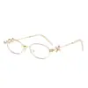 Serie de Joyería Idéntica de Jennie Gafas Gm Incrustadas de Diamantes Metal Plata Marco Ovalado Pequeño Y2K con Lentes Planos de Prescripción