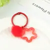 Chaveiro de anel de livro com pompom de estrela de cinco pontas fresco e transparente, chaveiro de pingente de miçangas Perler DIY, enfeite de chaveiro